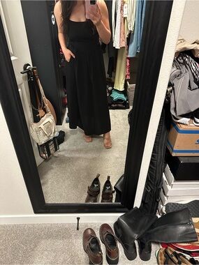 GAP Black Sleeveless Smocked-Back Maxi Dress